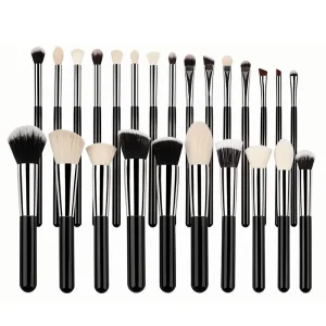 25pcs Professional Makeup Brush Set Black Synthetic Hair Loose Powder Blush Foundation Eye Shadow Concealer Makeup Brush Tools