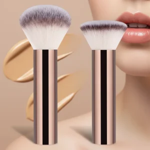 2Pcs Powder Brush Set Rose Gold Handle Soft Vegan Bristles Large Mini Makeup Brushes for Blush Highlighter
