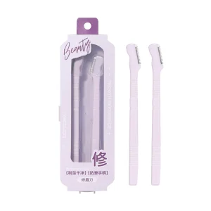 2in1 Dermaplaning Razor Non Foldable Slanted Blade Exfoliating Eyebrow Trimmer for Bikini Face Non Slip Handle with Storage Case