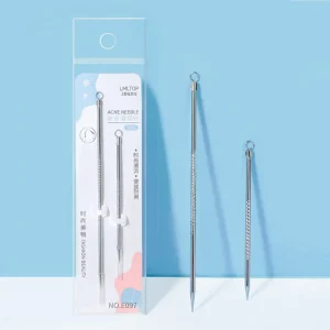 2pcs Long and Short Stainless Steel Acne Needle Set Facial Skin Care Blackhead Remover Acne Needle Kit Facial Pore Cleaner E097
