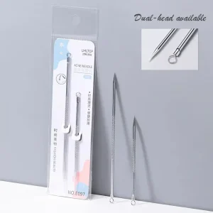 2pcs Long and Short Stainless Steel Acne Needle Set Facial Skin Care Blackhead Remover Acne Needle Kit Facial Pore Cleaner E097