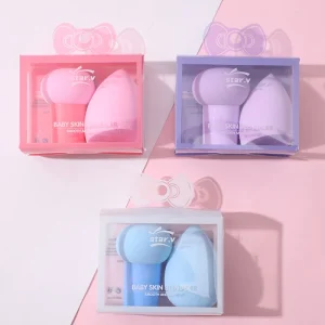2pcs Small Mushroom-Head Makeup Sponges Beauty Eggs for Foundation Facial Use Blender Type Box Packed