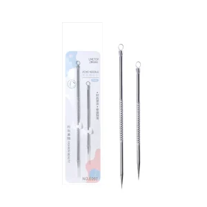 2pcs Stainless Steel Comedone Extractors Acne Needle Dual headed Beauty Pimple Pin for Removing Fat Granule Blackheads
