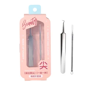 2pcs Stainless Steel Nose Face Skin Pimples Popper Comedone Blackhead Remover Needle Acne Treatment