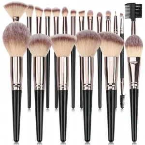 3 20Pcs Eye Makeup Brushes Set Foundation Eyeshadow Blush Highlighter Soft Fluffy Concealer Kabuki Wood Handle Female Beauty