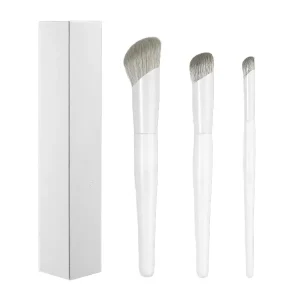 3-Piece Angled Makeup Brush Set for Foundation Concealer & Contour Soft Bristles with Custom Logo Private Label Packaging