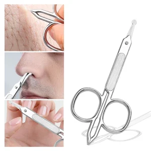 3 in 1 Silver Stainless Steel Professional Grooming Cuticle Nose Hair Eyebrow Makeup Scissors