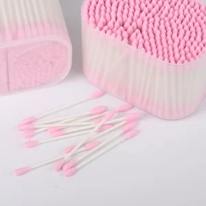 300P Q tips Pink Cotton Swabs Ear Cleaning OEM Color Cotton Buds