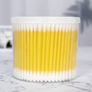 300PCS Disposable Daily Use Eco friendly Bamboo Paper Wood Stick Custom Color Ear Cleaning Pure Cotton Cotton Buds