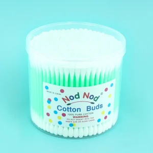 300pcs Cotton Swabs Disposable Double Head Cotton Buds in Clear Baby Ear Care Daily Cleaning