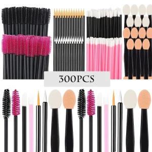 300pcs Makeup Tool Kit Eyeshadow Eyelash Mascara Brushes with Lipstick Stick and Mascara Brush