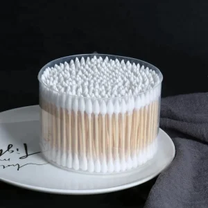 300pcs Original Large Size Double End Bamboo Cotton Swabs 7.3cm Extra Absorbent Disposable White Natural