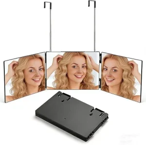 360 Degree Self Haircut Mirror Trifold 3 Way Mirror for Men Styling Shaving & Grooming Mirror for Back of Head Barber Tool