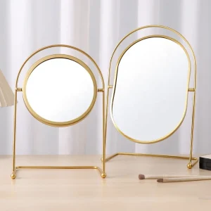 360 Flip Standing Makeup Mirror Metal Large HD Light Luxury Vanity Mirror