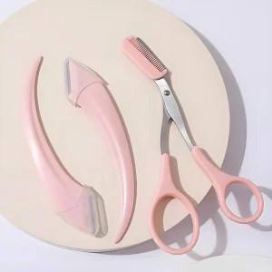 3PCS Eyebrow Razor Kit Safe Shaper Scissors Set for Beginners Professional Eyebrow Grooming Tools with Trimmer