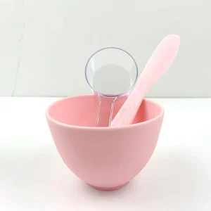 3PCS Face Mask Bowl Kit Makeup Silicone Facial Stick Brush Spoon Applicator White Pink DIY Soft Face Mask Mixing Bowls Set