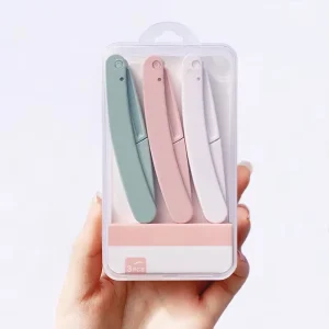 3Pcs Foldable Pink Cute Mini Micro Blading Facial Hair Remover Eyebrow Trimmer Pen Blade Shaver Portable Face Razor