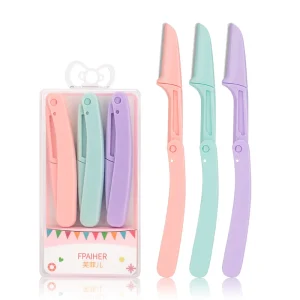 3Pcs Foldable Pink Cute Mini Micro Blading Facial Hair Remover Eyebrow Trimmer Pen Blade Shaver Portable Face Razor