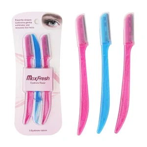 3Pcs Hair Removal Face Eyebrow Razor Shaver Kit Eyebrow Trimmer Set for Women and Men With Protective Cover