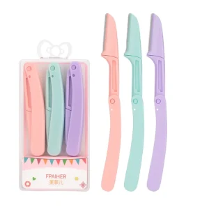 3Pcs Set Foldable Eyebrow Razor Trimmer Sharp Blade Knife Hair Remover Facial Mini Makeup Knife Shape Shaver for Women