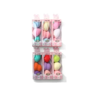 3pc Cute Cosmetic Sponge Cosmetic Custom Logo Beauty Egg Makeup Powder Puff Bulk Packaging Latex Free Wet Dry Foundation Facial