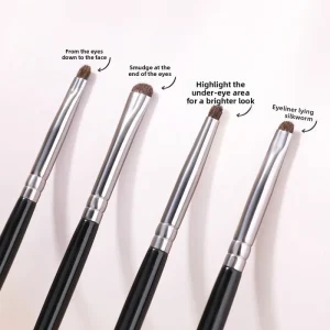 4 Piece Natural Hair Eye Shadow and Concealer Makeup Brush Set with Plastic Handle for Travel