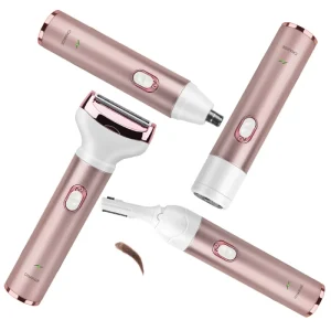 4 in 1 Rotating Disc Hair Trimmer Painless Electric Razor Nose Eyebrow Legs Bikini Remover Waterproof IP67 English Women