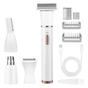 4 in 1 Women Facial Shaver Electric Nose and Ear Trimmer Pubic Hair Removal Electric Eyebrow Razor Bikini Trimmer