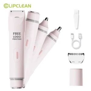4 in 1 Women’s Portable Electric Shaver Set Wet Dry Eyebrow Razor and Bikini Trimmer Travel Changeable Shaver