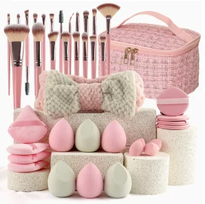 40 Piece Makeup Tools Set With Travel Cosmetic Bag Makeup Kit With Makeup Brushes and Sponge Set
