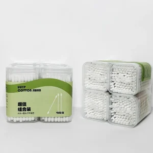 400pcs Professional High Quality Double Head Bamboo Cotton Buds Biodegradable Q Tip White Swab Earbuds Cleaning Sticks