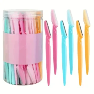 40pcs Eyebrow Razor Face Shaver Kit Dermaplaning Tool Stainless Steel Blades with Protective Covers Eyebrow Trimmer for Women