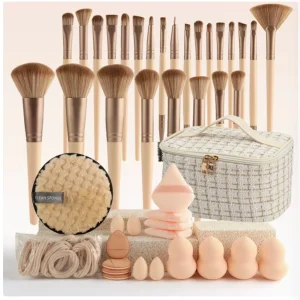 44 Piece Makeup Brush Sets Beige Animal Hair Foundation Eyeshadow Brushes Setting Brush Liquid Foundation Brush