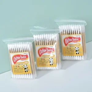 48pcs Disposable Bamboo Cotton Swabs Double Head Cotton Buds for Ear Cleaning & Makeup Removal