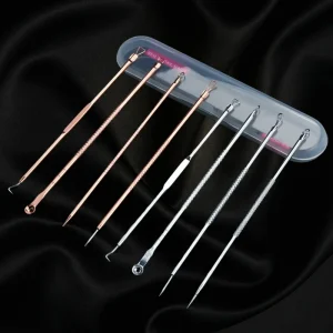 4pcs Beauty Care Comedone Remover Set Blackhead and Acne Needle Extractor with Storage Box Kit Face Care for Acne Treatment