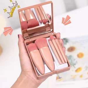 5 Pcs Portable Professional Cosmetic Brush with Mirror Makeup Brushes Private Label