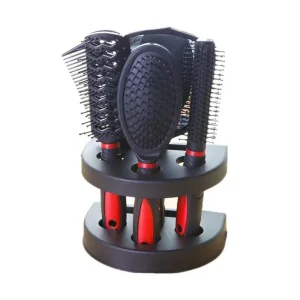 5 Pcs Salon Styling Set Women Travel Makeup Hair Brush with Holder Portable Anti-Static Combs Mirror Tool