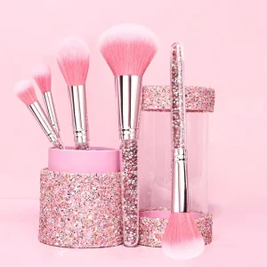 5 Piece Makeup Brush Set for Beginners for Blush & Eye Shadow Made of Synthetic Hair Full Detail Brushes