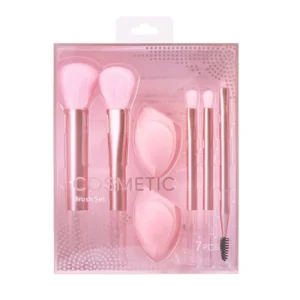 5 Piece Nylon Makeup Brush Set with Plastic Handle Beauty Sponge Wet Use Foundation Brush for Face Makeup in Paper Box