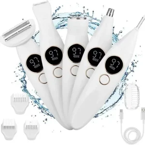 5 in 1 Electric Razor for Women Hair Trimmer Face Shavers Wet Dry Bikini Trimmer Pubic Hair Removal Portable Razors Set