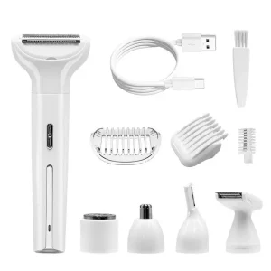 5 in 1 Waterproof Electric Shaver for Women Body With Bikini Leg Underarm Eyebrow and Nose Hair Trimmer for Home Travel Use