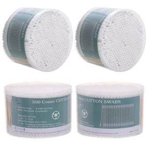 500 Count Double Tipped Cotton Swabs Ear Cleaning Buds Bamboo Stick Makeup Applicators Paper Stick Packaged Cotton Buds