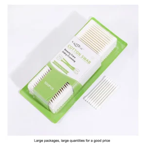 500Pcs Paper Stick Cotton Buds Eco Friendly Biodegradable Blister Card Display Pack with Transparent Cover for Home Use