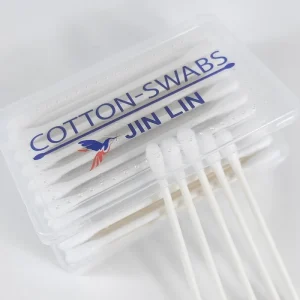 50pcs Disposable Makeup Remover Paper Stick Double Round Heads Cotton Buds Swabs for Ear Cleaning