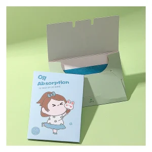50pcs Pack Oil Absorbing Sheets for Face Care Private Label Oil Control Paper Blue Wood Pulp Makeup Blotting Paper