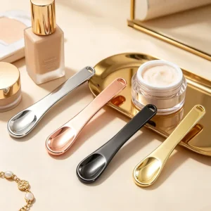 58mm Silver & Golden Small Scoop Facial Spoon Beauty Accessories for Mixing Face Cream Powder Mask Premium Metal Tool