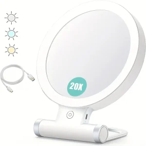 5X 10X 20X 30X Magnifying LED Makeup Mirror Plastic Cosmetic Vanity Mirror Led Light Desktop and Hung on the Wall Makeup Mirror
