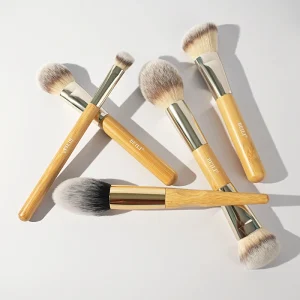5pcs Bamboo Handle Makeup Brushes Set Vegan Synthetic Hair Powder Foundation Blush Contour Cosmetic Brushes Kit