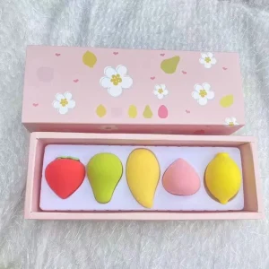 5pcs Fruit Beauty Sponges Different Shapes Non Latex Gift Box Beauty Makeup Sponge Private Label