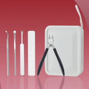 5pcs Nail Clippers Set Stainless Steel Nail Cutter Set Manicure Trimmer Kit Scissors Makeup Beauty Tool with Plastic Case